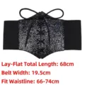 Fashionable black sequin elastic corset belt with lace-up front detail for women - Black