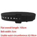 Wide stylish black wool belt with a rectangular buckle for women's coats and sweaters - Standard Style (S960) / 105cm x 5cm / Black