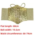 Elegant gold glitter elastic corset belt featuring a stylish lace-up front design for women - Gold
