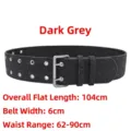 Wide dark gray woolen waist belt for coats featuring silver double prong buckle and eyelets - Style B (S960) / 104cm x 6cm / Dark Gray