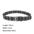 Black punk style leather belt with star rivets and double grommets, 102cm length info - Style B Star Rivets Double Eyelets / 102x3.5cm / Black