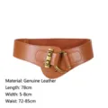 Fashionable women's wide elastic corsage waist belt with retro metal buckle in brown - Camel