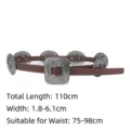Bohemian vintage western wide belt with engraved silver metal conchos for women - Coffee