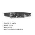 Vintage punk style Y2K black PU leather belt with silver star studs for women fashion - Style G Star Rivets Carved Buckle / 105x3.2cm / Black