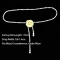 Elegant pearl waist chain belt with camellia flower ornament for women's dresses - Light Yellow Camellia Style