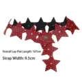 Adjustable red and black pentagram star studded waist seal belt with punk rock rivets - Style A / Standard (107cm) / Red
