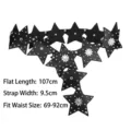 Women's black faux leather belt featuring star-shaped splicing and silver rivets studs - Style B / Standard (107cm) / Black