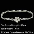 Elegant white pearl elastic waist chain with a camellia flower buckle for dresses - Style B