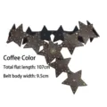Vintage coffee star patchwork waist belt with gold rivets for women, 107cm length - Style A / Standard (107cm) / Coffee