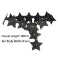 Gothic punk style star shaped studded black leather waist belt with vintage rivet details - Style A / Standard (107cm) / Black