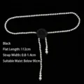 Elegant pearl waist chain with black fabric rose flower decoration for dresses - Black Rose Style