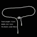 Elegant white pearl waist chain with rhinestone flower buckle for dresses and gowns - Style B-Rhinestone Flower