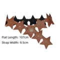 Vintage brown star patchwork leather belt with metallic rivet details for stylish women - Style A / Standard (107cm) / Brown