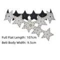 Vintage punk star patchwork waist seal belt with gold studs for women - Style A / Standard (107cm) / Silver