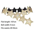 Punk star patchwork studded waist belt in gold for women with 107cm length - Style B / Standard (107cm) / Gold