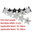 Punk style retro star patchwork corset belt with metallic rivets in black and silver - Style B / Extended (125cm) / Silver