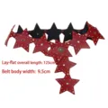 Vintage red and black star patchwork studded leather waist seal belt, 125cm length - Style A / Extended (125cm) / Red