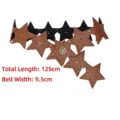 Elegant statement brown faux leather star-shaped waist belt with metal rivets decor - Style A / Extended (125cm) / Brown
