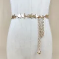 Modischer goldener Metall-Taillenkettengürtel mit Sternen - Quaste Stern Stil / Gold