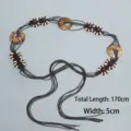 Catena in vita intrecciata a mano boho con anelli di cocco, lunghezza 170cm - Lunghezza Totale 170cm/Pack / Marrone scuro