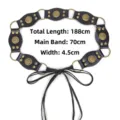 Vintage Y2K western style black belt with metal rings and decorative sunburst rivets - Style B / Length 188cm / Black