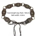 Vintage Western Y2K brown patchwork belt with metal rings and rivets, 185cm length - Type B (05S7432) / Coffee