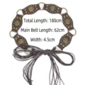 Vintage Y2K leather belt with rivets and metal rings, total length 180cm, width 4.5cm - Splicing Rivet Style (05S7432) / Coffee