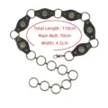 Vintage Western Y2K style black waist belt with rivets and linked bronze metal rings - Style C / Total Length 110cm / Black