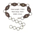 Vintage brown Y2K Western belt with metal rings and studs, 110cm length - Style C / Total Length 110cm / Coffee