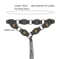 Vintage Y2K western studded belt with ring details, black PU leather, 185cm total length - Style D / Total Length 185cm / Black