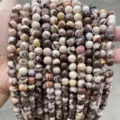 Strands of natural zebra stone round loose beads for DIY bracelet jewelry making - 37 Pieces/Pack (10mm) / Natural Australian Zebra Stone