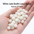 Natuurlijke witte jade bodhi lotus kralen handgesneden voor sieraden maken 10x8mm - Lotusvorm / S / Jade Wit