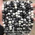 Natural black and white zebra stone round loose beads for DIY jewelry making accessories - 10mm (Approx. 37 Beads) / Natural Black and White Zebra Stone