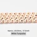 Perles tête de mort en magnésite 10x10mm pour bijoux DIY, environ 37 pièces par fil - White turquoise skull