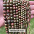 Premium natural Unakite loose stone beads in various sizes for DIY jewelry crafts. - 4mm (Approx 90pcs) / Unakite