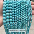 Macro view of blue turquoise beads strands with natural brown veining - 4mm (Approx 90pcs) / Blue Turquoise