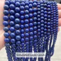 Detailed view of imitation lapis lazuli round beads in various sizes for DIY jewelry - 4mm (Approx 90pcs) / Faux Lapis Lazuli