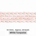 Perles en vrac en turquoise blanche en forme de feuille pour bijoux DIY 9x13mm env 28pcs - Perles en vrac feuilles en turquoise blanche (environ 28 pièces)
