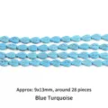Perles en turquoise en forme de feuille, env. 9x13mm, fil pour création de bijoux - Perles en vrac feuilles en turquoise bleue (environ 28 pièces)
