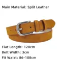 Stylish mustard yellow suede split cowhide belt for women fashion jeans and skirts - Style A (120cm) / Brown