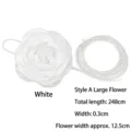 Elegant white fabric rose thin belt waist chain for women floral dress accessories - Large Flower Style (Style A) / White