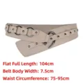 Cintura larga retrò beige in pelle con anelli metallici e design a gancio punk - Albicocca (Rossastro)