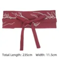 Dark red traditional Chinese style embroidered fabric wide waist belt for Hanfu dresses - A-Style Red / Total Length 235cm Width 11.5cm