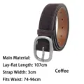 Coffee brown frosted suede leather belt for women with silver-tone metal buckle - Style B (107cm) / Coffee