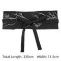 Vintage style embroidered black fabric waist belt with tie closure for Hanfu dresses - Style A Black / Total Length 235cm Width 11.5cm