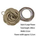 Elegant brown fabric rose waist belt with 248cm long thin cord for dresses - Large Flower Style (Style A) / Brown