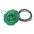 Elegant green fabric rose flower waist chain belt with long cord for women dresses - Large Flower Style (Style A) / Green