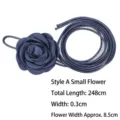 Sweet blue fabric rose tie waist belt with long thin decorative braided rope cord - Small Flower Style (Style A) / Sapphire Blue
