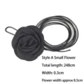 Style A elegant black fabric flower thin belt waist chain with 248cm long cord wrap - Small Flower Style (Style A) / Black