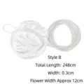 Elegant white satin flower thin waist belt for women featuring a 248cm long adjustable cord tie. - Style B / White